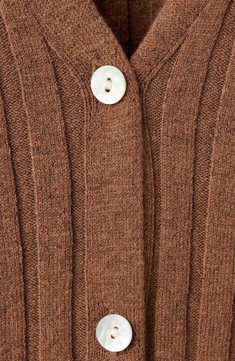 MANGO V-Neck Rib Cardigan, Alternate, color, Chocolate
