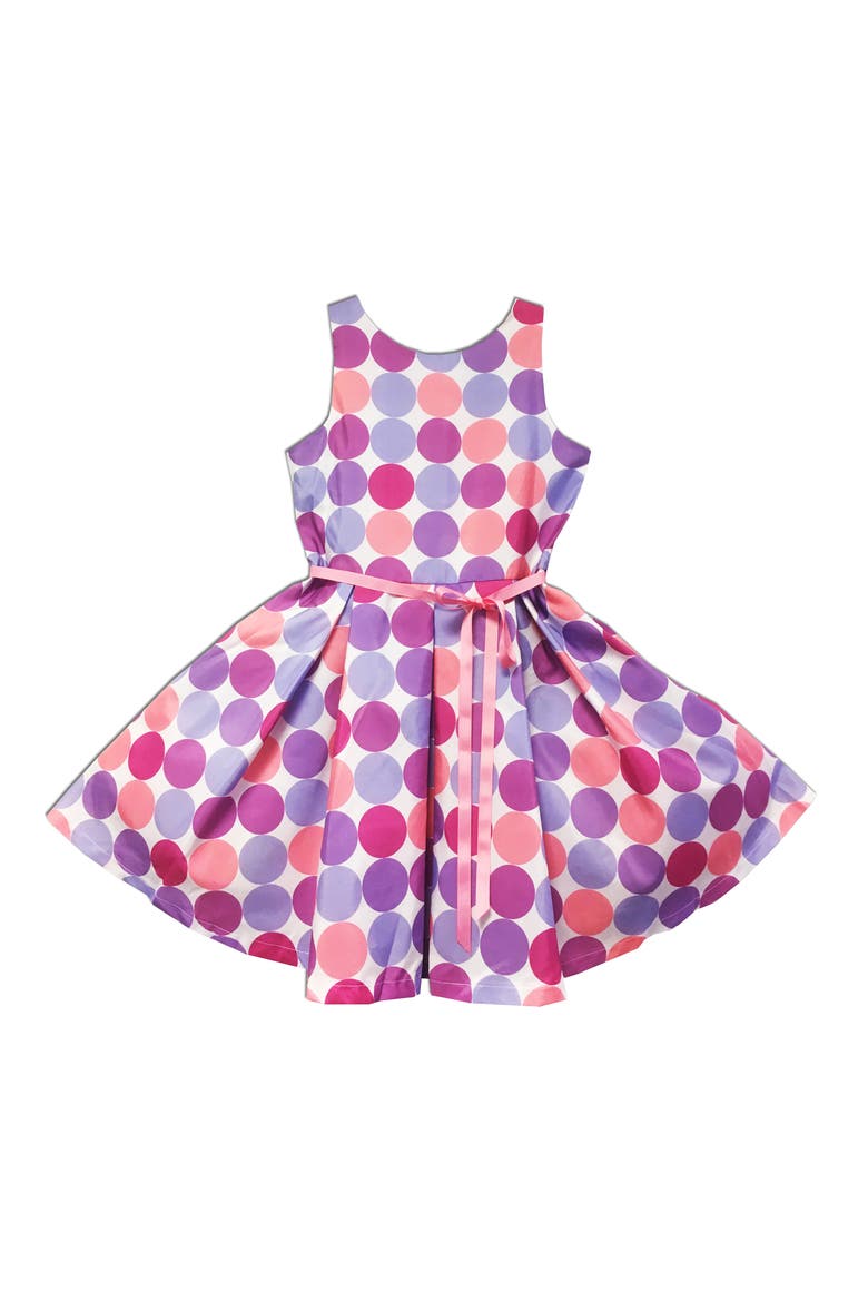 Kids' Polka Dot Party Dress, Main, color, LILAC