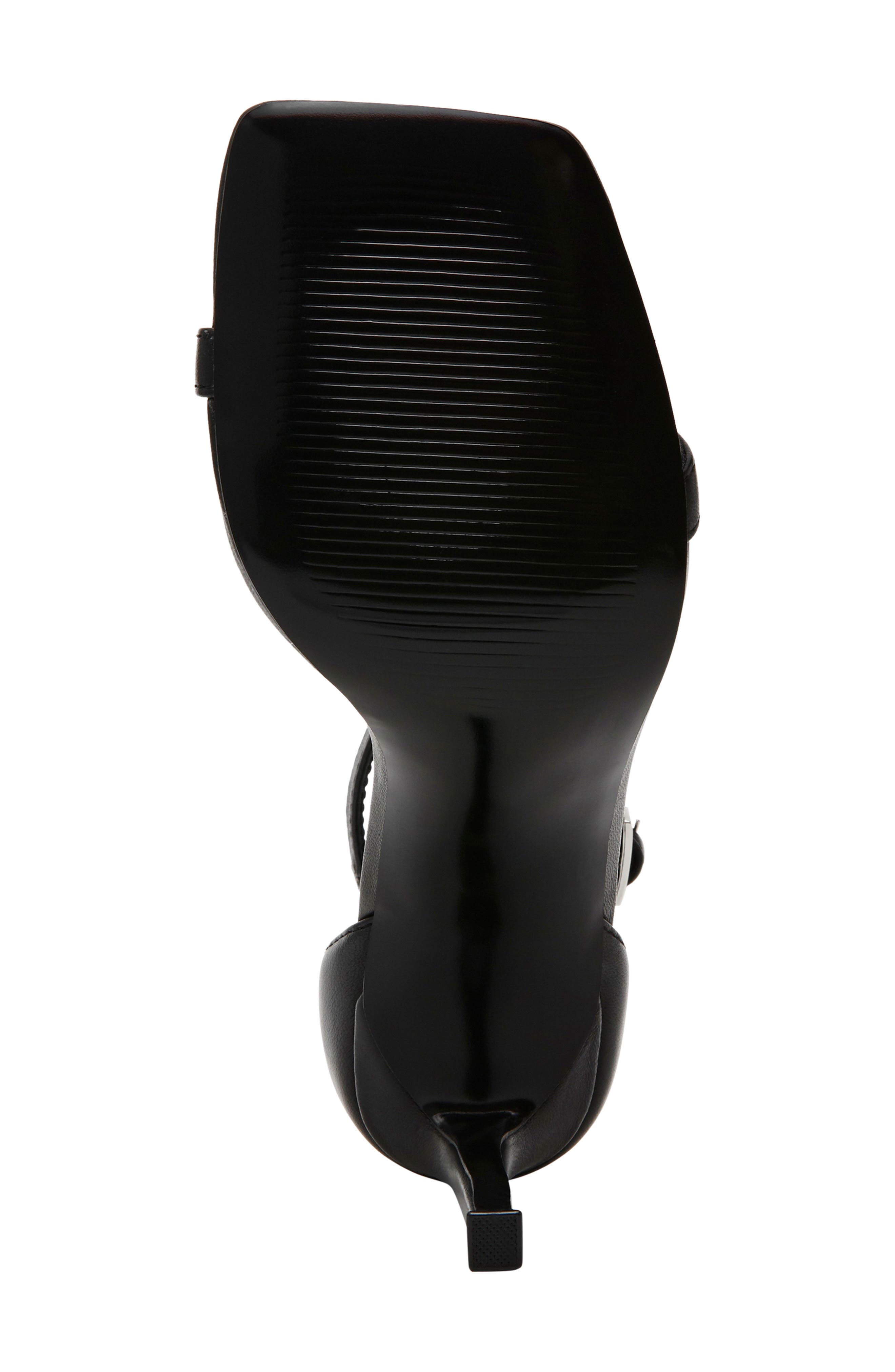 Piked Ankle Strap Sandal, Alternate, color, BLACK LEATHER