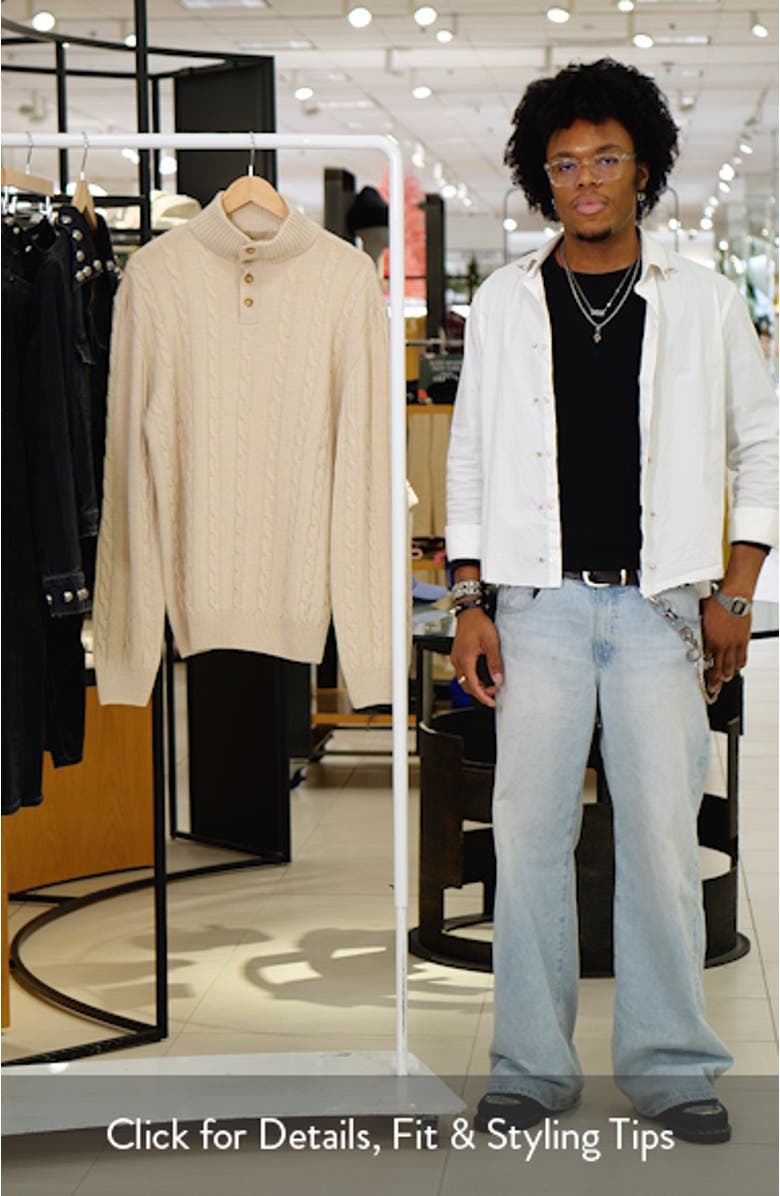 Cable Merino Wool Half Placket Sweater, sales video thumbnail