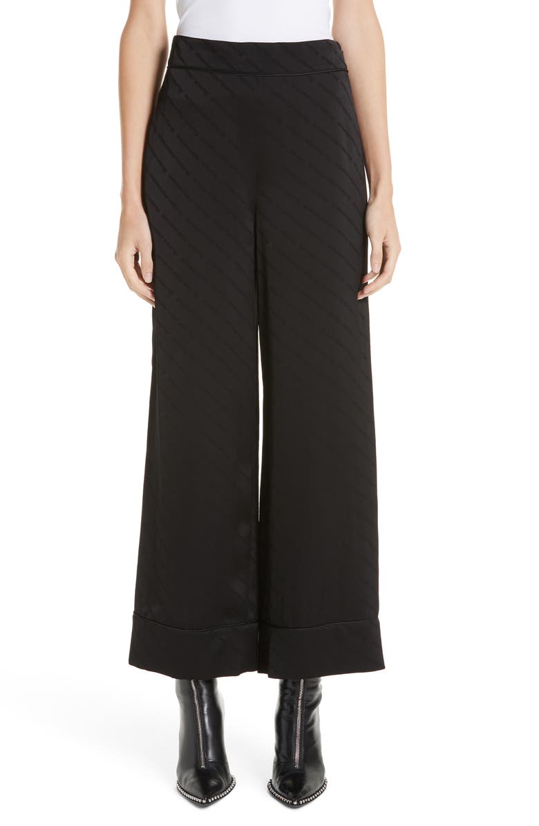 Alexander Wang Logo Jacquard Wide Leg Pajama Pants, Main, color,