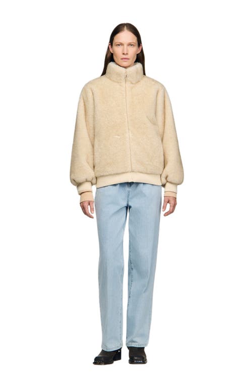 Sandro Faux Fur Jacket In Brown