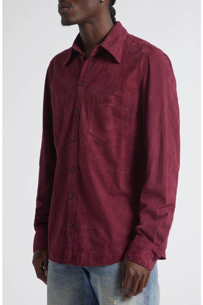 Martini Suede Button-Up Shirt, Alternate, color, F0130 MELANZANA SCURISSIMO