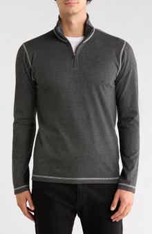 Plated Knit Mini Oxford Quarter Zip Pullover
