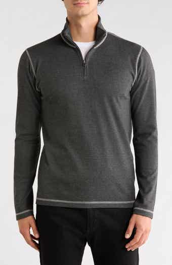 Plated Knit Mini Oxford Quarter Zip Pullover