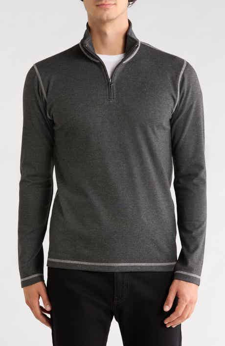 Plated Knit Mini Oxford Quarter Zip Pullover