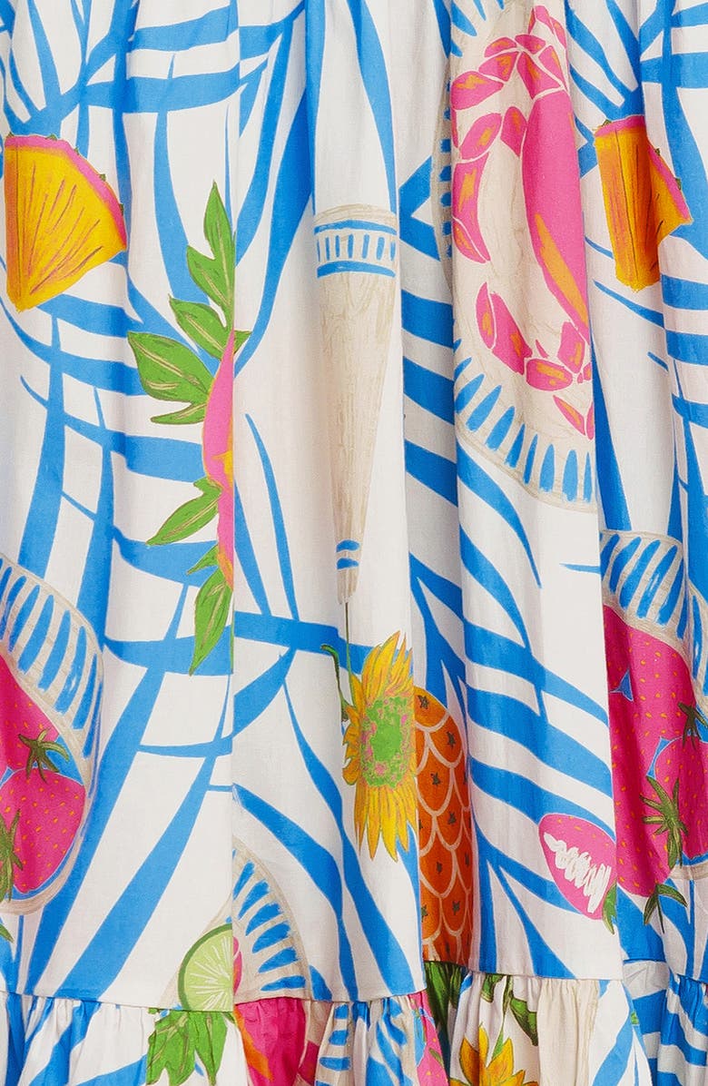 FLYING TOMATO Tropical Print Sleeveless Cotton Maxi Dress, Alternate, color, Off White Multi