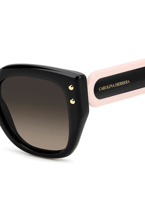 Carolina Herrera 51mm Gradient Square Sunglasses In Black Pink/brown Sf
