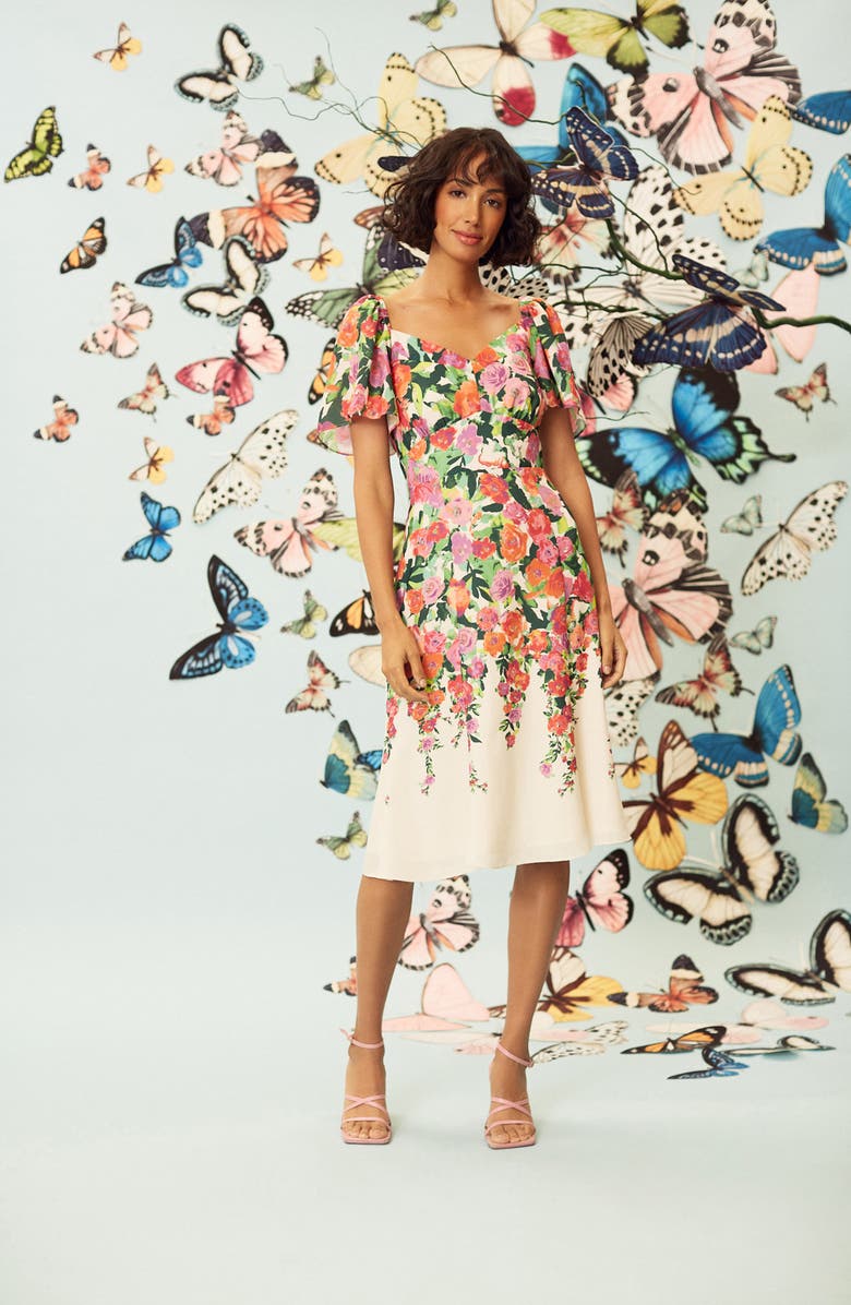 Maggy London Floral Sweetheart Neck Dress, Alternate, color, 