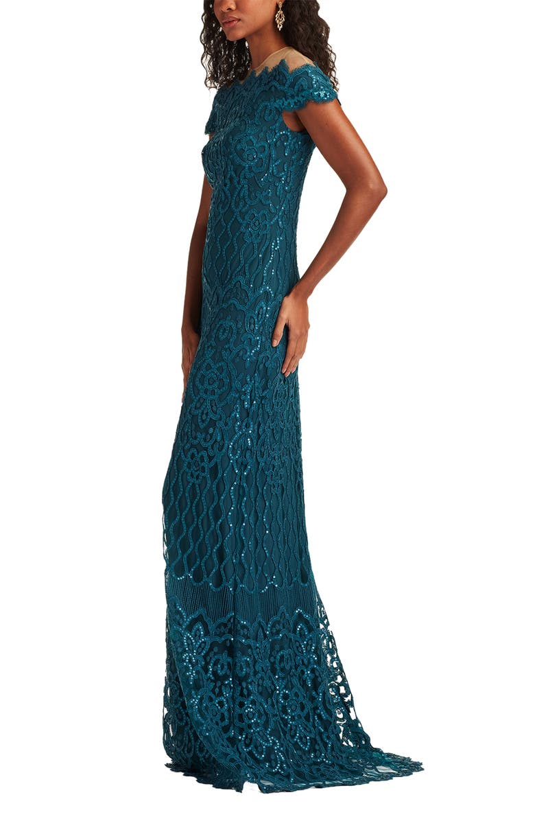 Tadashi Shoji Rhinestone Paisley Gown, Alternate, color, Starry Night