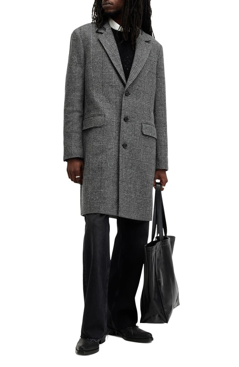 AllSaints Whitlock Mixed Check Wool Blend Coat, Alternate, color,