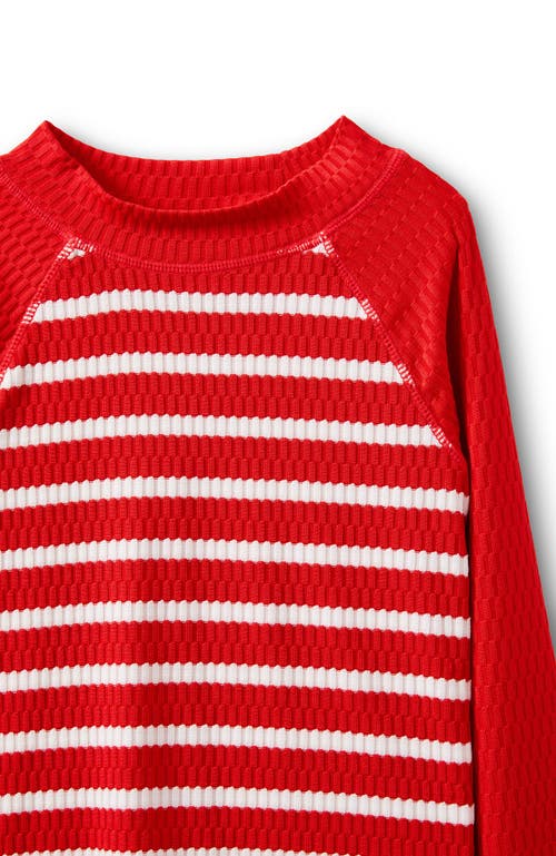 Shop Cotton On Kids Kid's Flynn Long Sleeve Raglan Rash Vest In Varsity Red Vanilla Stripe