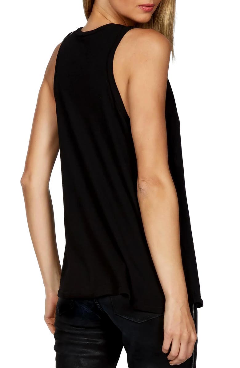 Lauren Moshi Peyton High Neck Tank - Crystal Biting Lip Tee, Alternate, color, Black