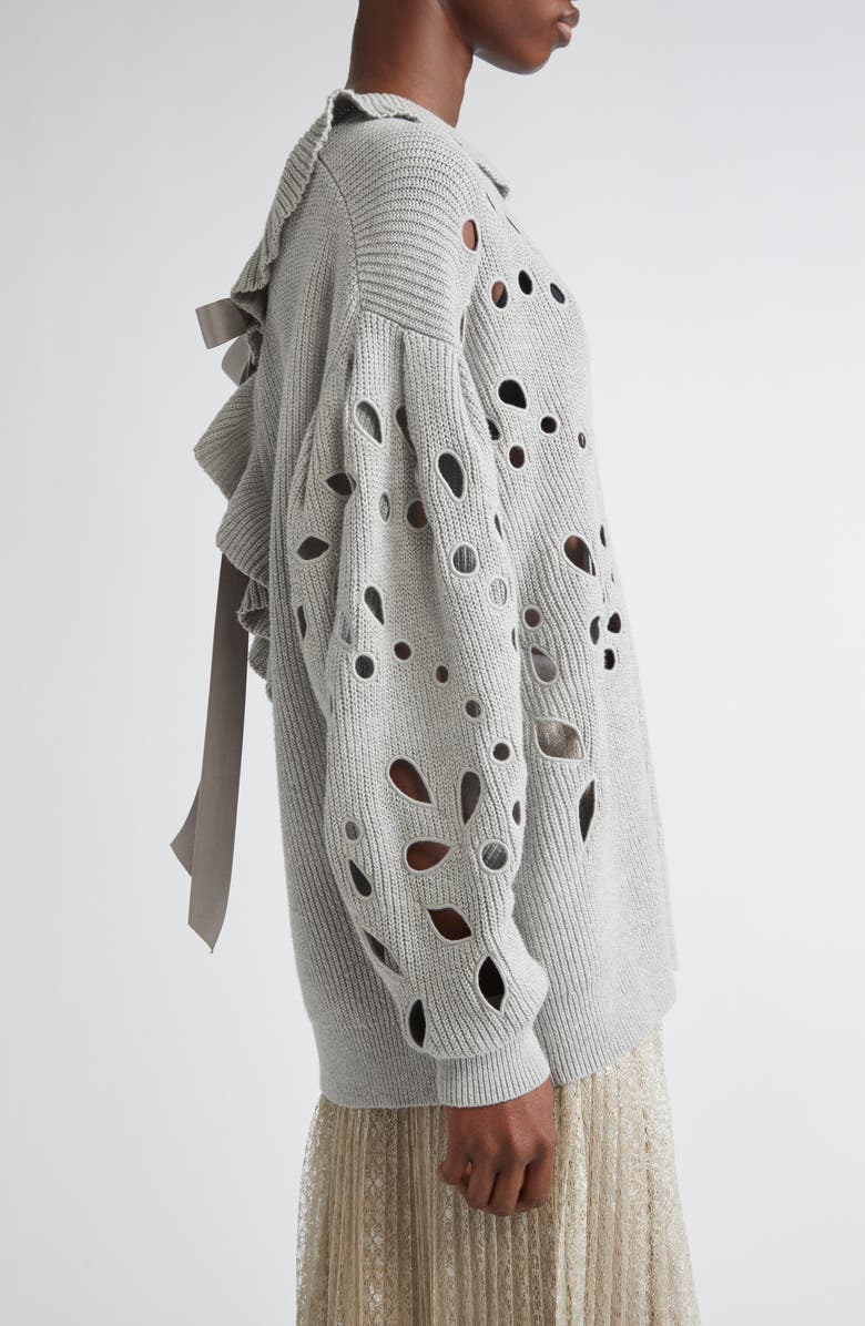 Ulla Johnson Francia Cutout Sweater, Alternate, color, Grey Melange