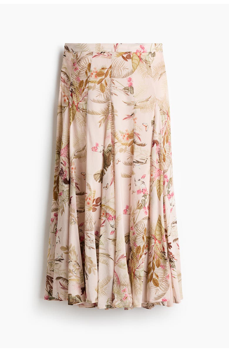 H&M Flared Viscose-blend Skirt, Main, color, Light Peach Pink/Floral