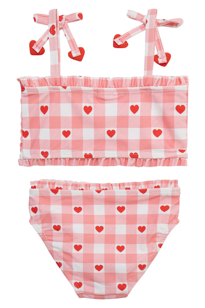 Kids' Heart Smocked Top UPF 50+ Two-Piece Swimsuit, Alternate, color, PINK