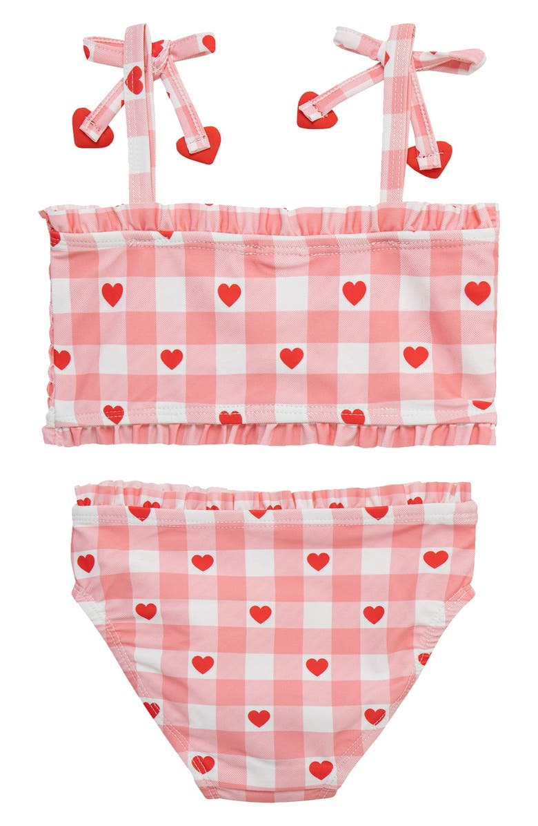 Little Me Kids' Heart Smocked Top UPF 50+ Two-Piece Swimsuit, Alternate, color, Pink