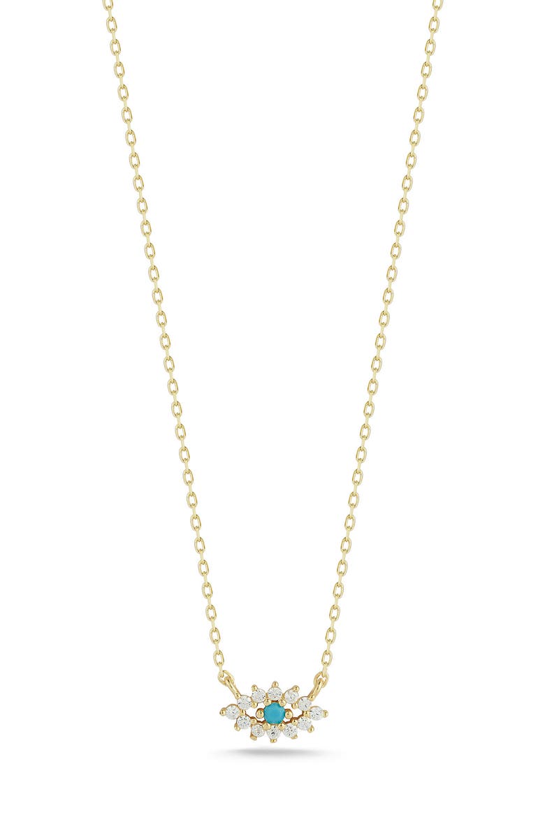 CZ Evil Eye Pendant Necklace, Main, color, GOLD