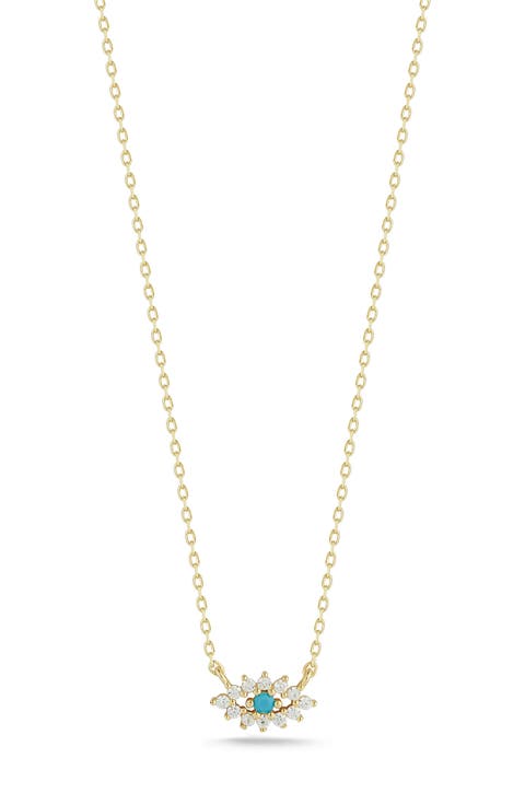 CZ Evil Eye Pendant Necklace