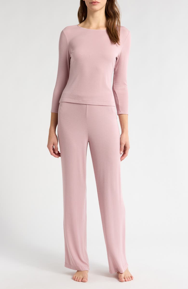 Natori Rib Essentials Pajamas, Main, color, Rosebud