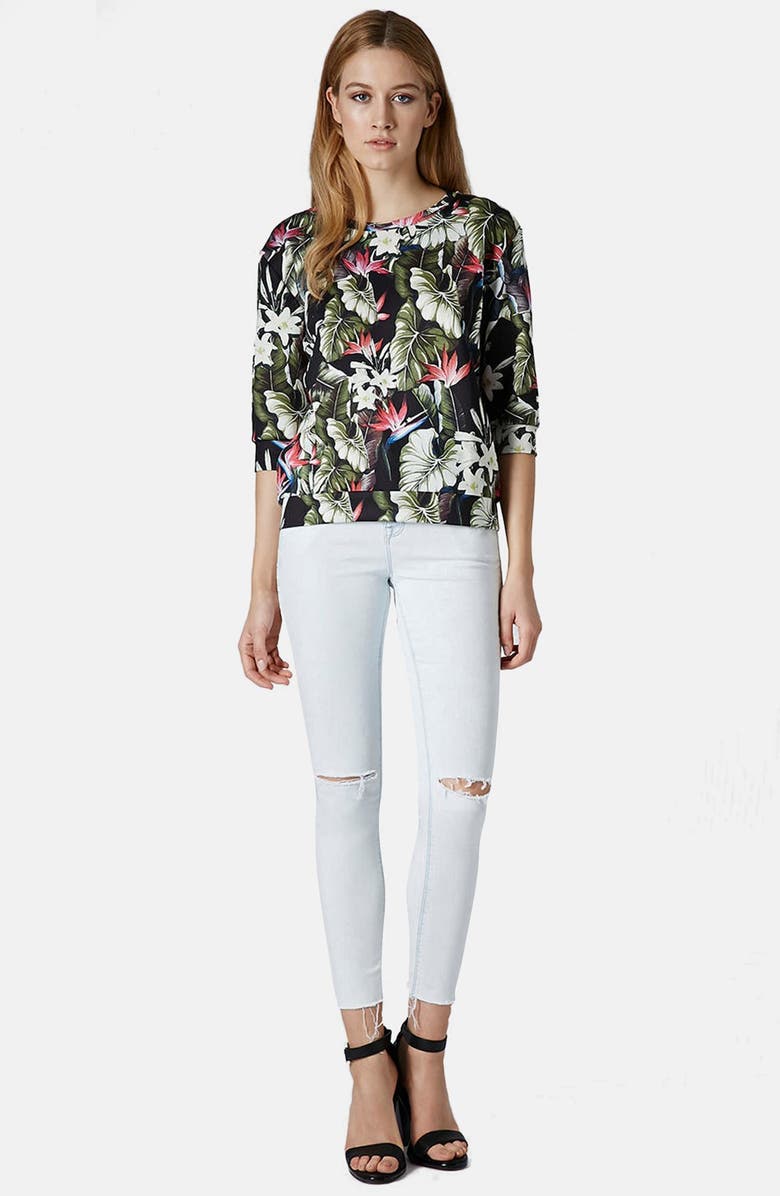 Topshop 'Leigh' Distressed Skinny Jeans, Alternate, color,