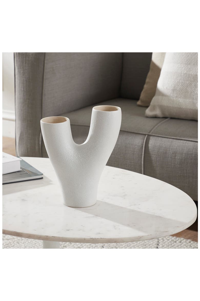 Jocasta Ceramic Stoneware Decorative Large Vase, Alternate, color, WHITE