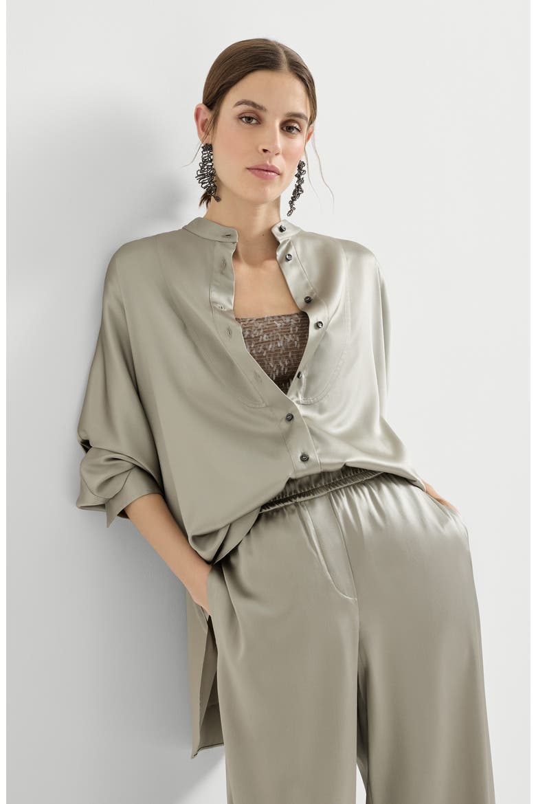 Mandarin-collar shirt, Alternate, color, Olive