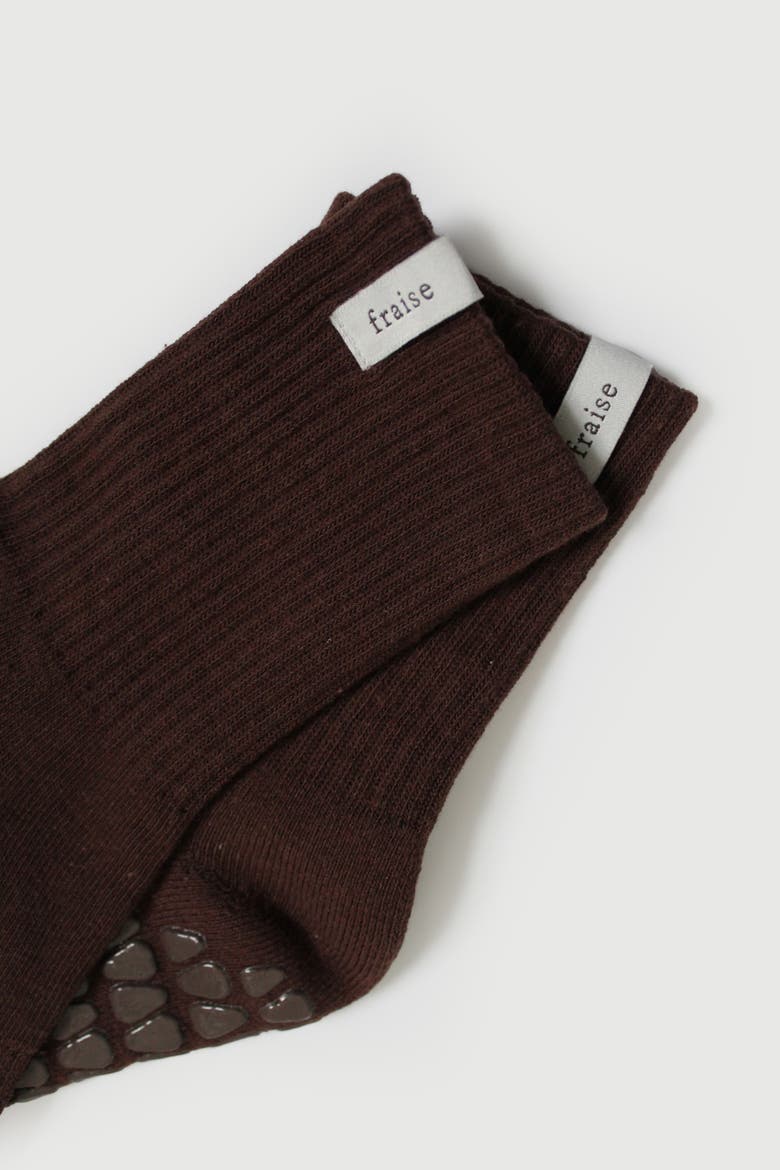 Espresso Classic Crew Grip Socks, Alternate, color, Espresso