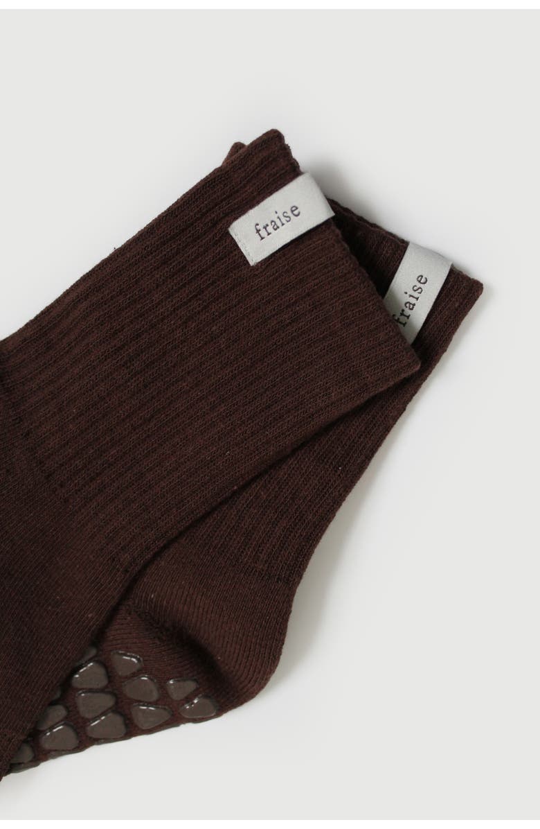 Fraise Espresso Classic Crew Grip Socks, Alternate, color, Espresso