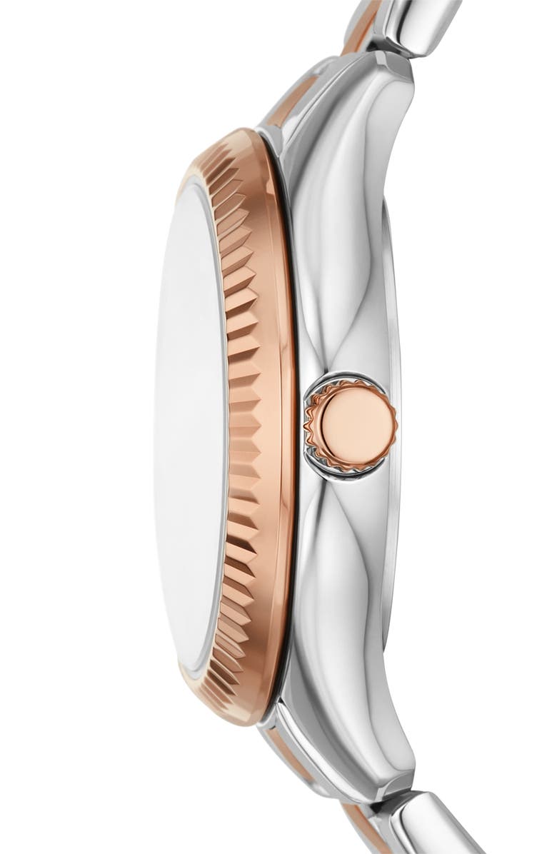Fossil Two-Tone Stainless Steel Quartz Bracelet Watch, 30mm, Alternate, color, Silver/Rose Gold