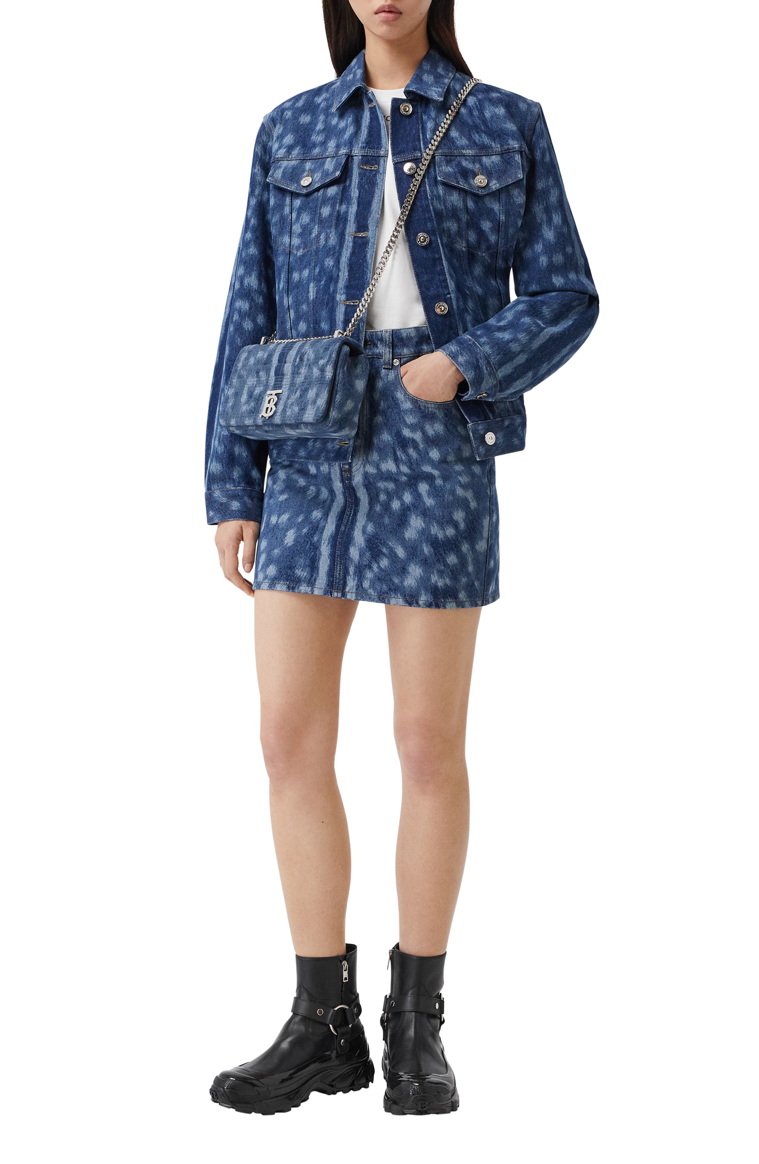 Burberry Small Lola Quilted Denim Shoulder Bag, Alternate, color, 