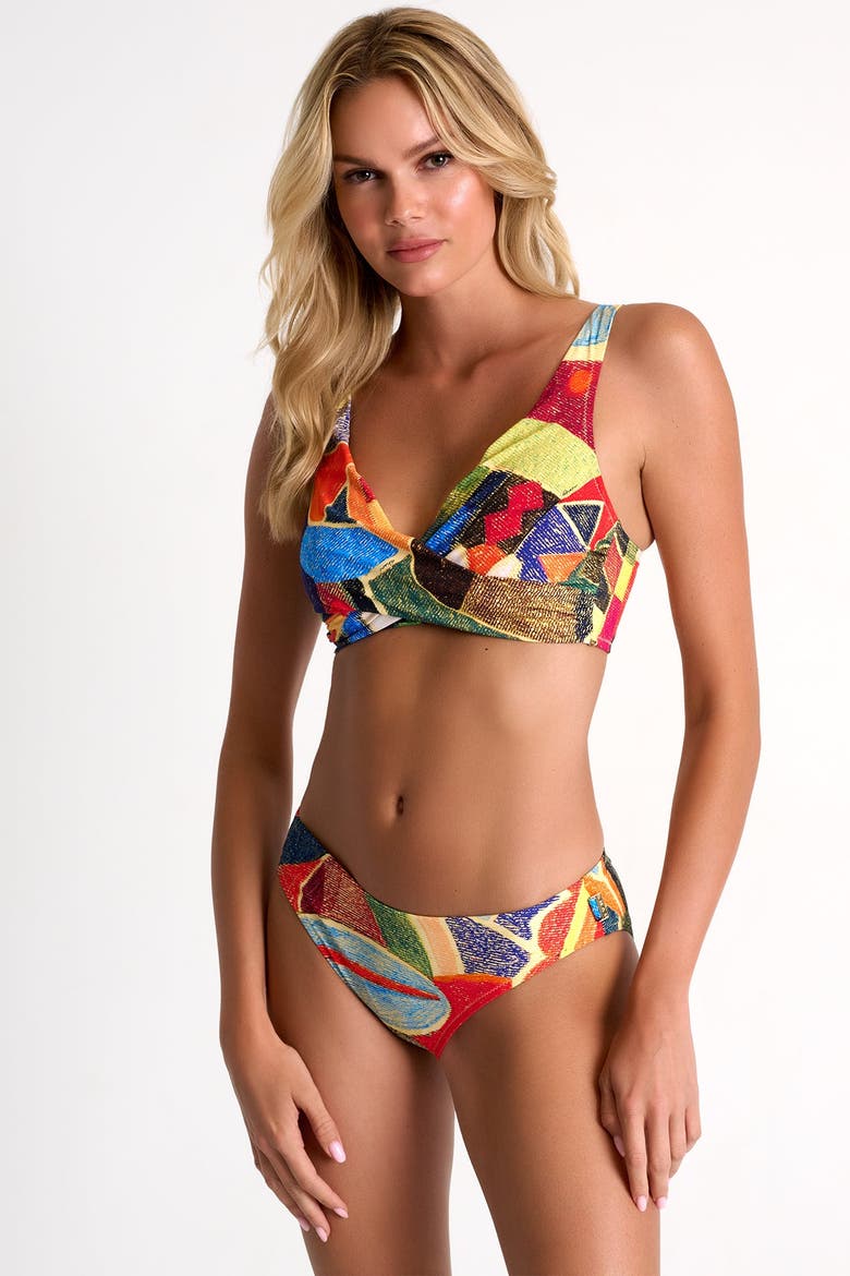 Classic Bralette Bikini Top, Alternate, color, Abstract print