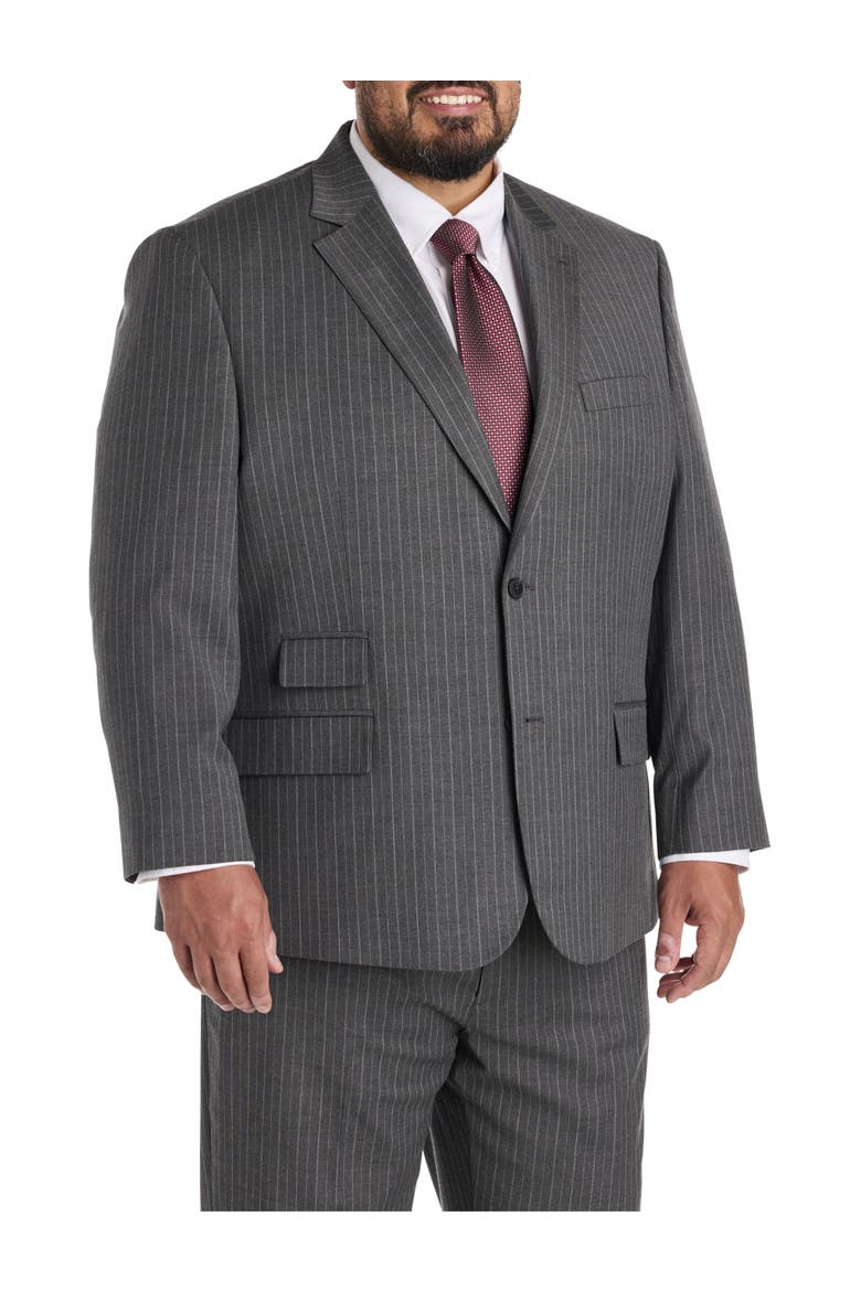 Big & Tall Jacket Relaxer Pinstripe Suit Jacket, Main, color, GREY