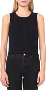 CeCe Scalloped Pintuck Pleat Sleeveless Crepe Top