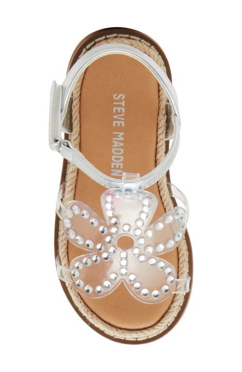 Steve Madden Kids' Tflute Espadrille Ankle Strap Sandal In Silver