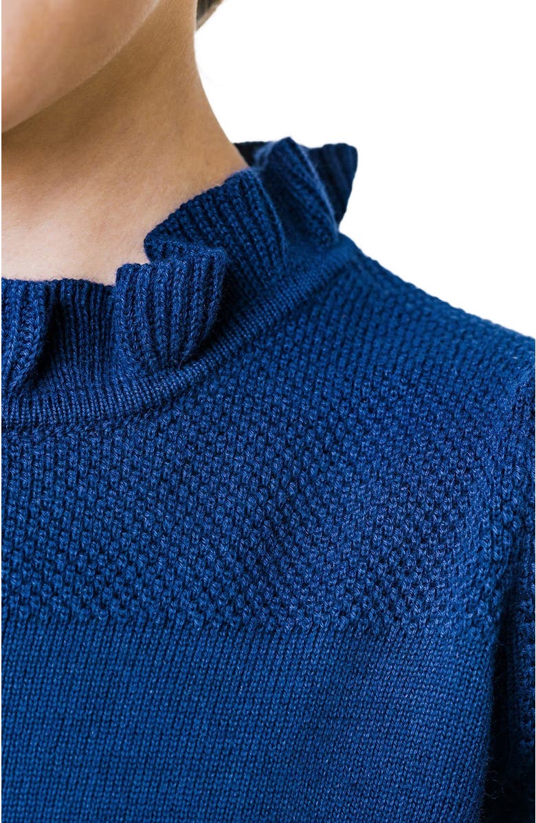 Hope & Henry Girls' Organic Ruffle Neck Sweater Dress, Toddler, Alternate, color, 