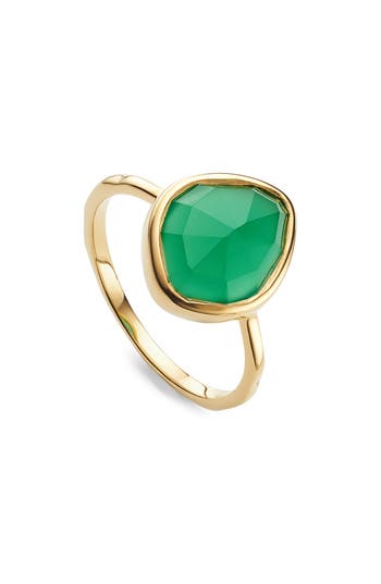 Monica Vinader Siren Small Nugget Stacking Ring In Gold/green Onyx