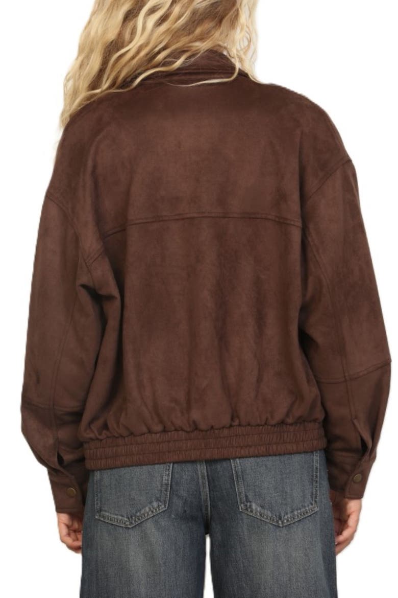 Faux Suede Zip Front Jacket, Alternate, color, HOT FUDGE