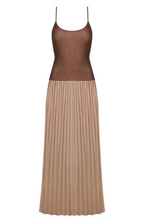 Lioness Renissance Mixed Media Maxi Dress In Brown