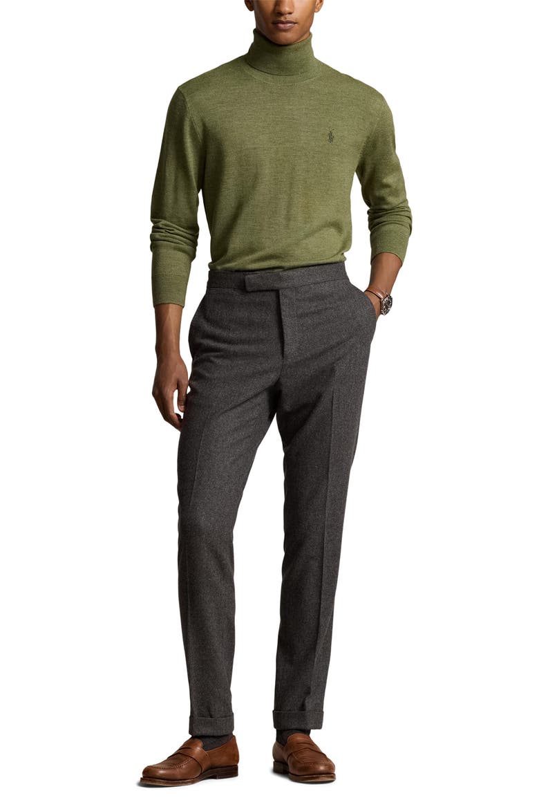 Merino Wool Turtleneck Sweater, Alternate, color, CLASSIC OLIVE HEATHER