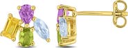 DELMAR Amethyst, Blue Topaz, Peridot & Yellow Sapphire Cluster Stud Earrings