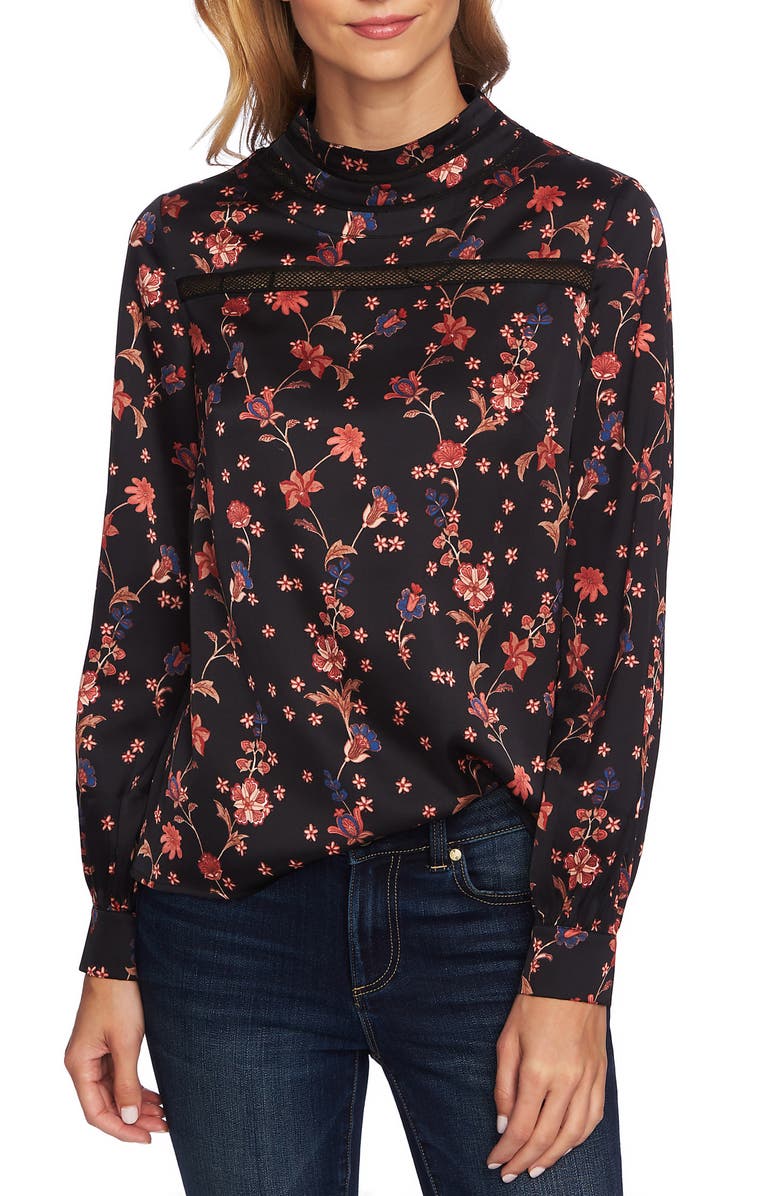 CeCe Bohemian Garden Crochet Detail Blouse, Main, color,