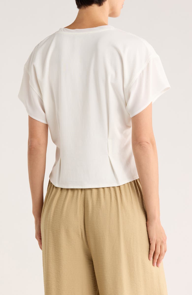 DKNY Mixed Media Knit Top, Alternate, color, Ivory