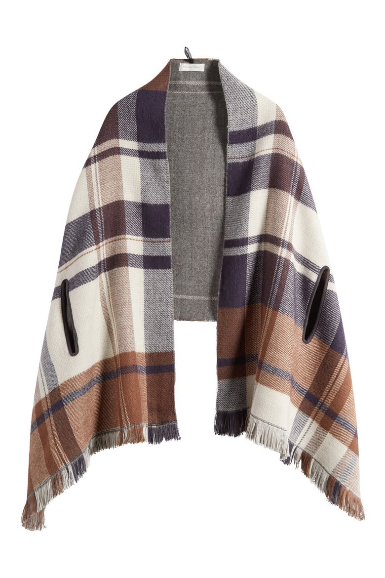 Plaid Convertible Scarf, Alternate, color, BEIGE PLAID COMBO