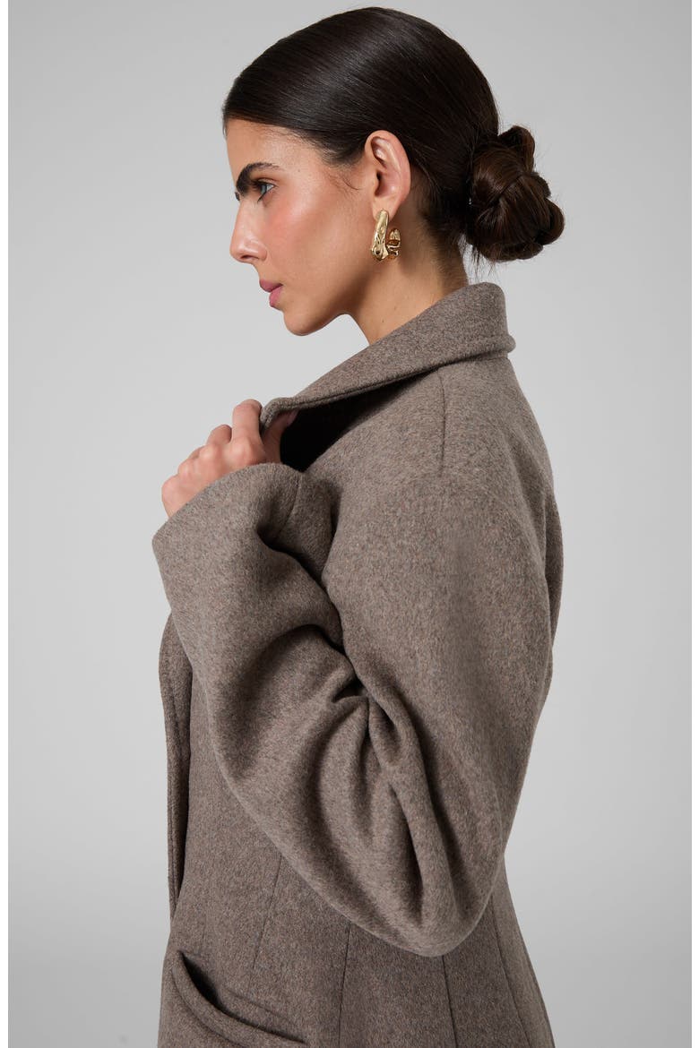 Angela Padded Shoulder Long Coat, Alternate, color, HM05-BEIGE
