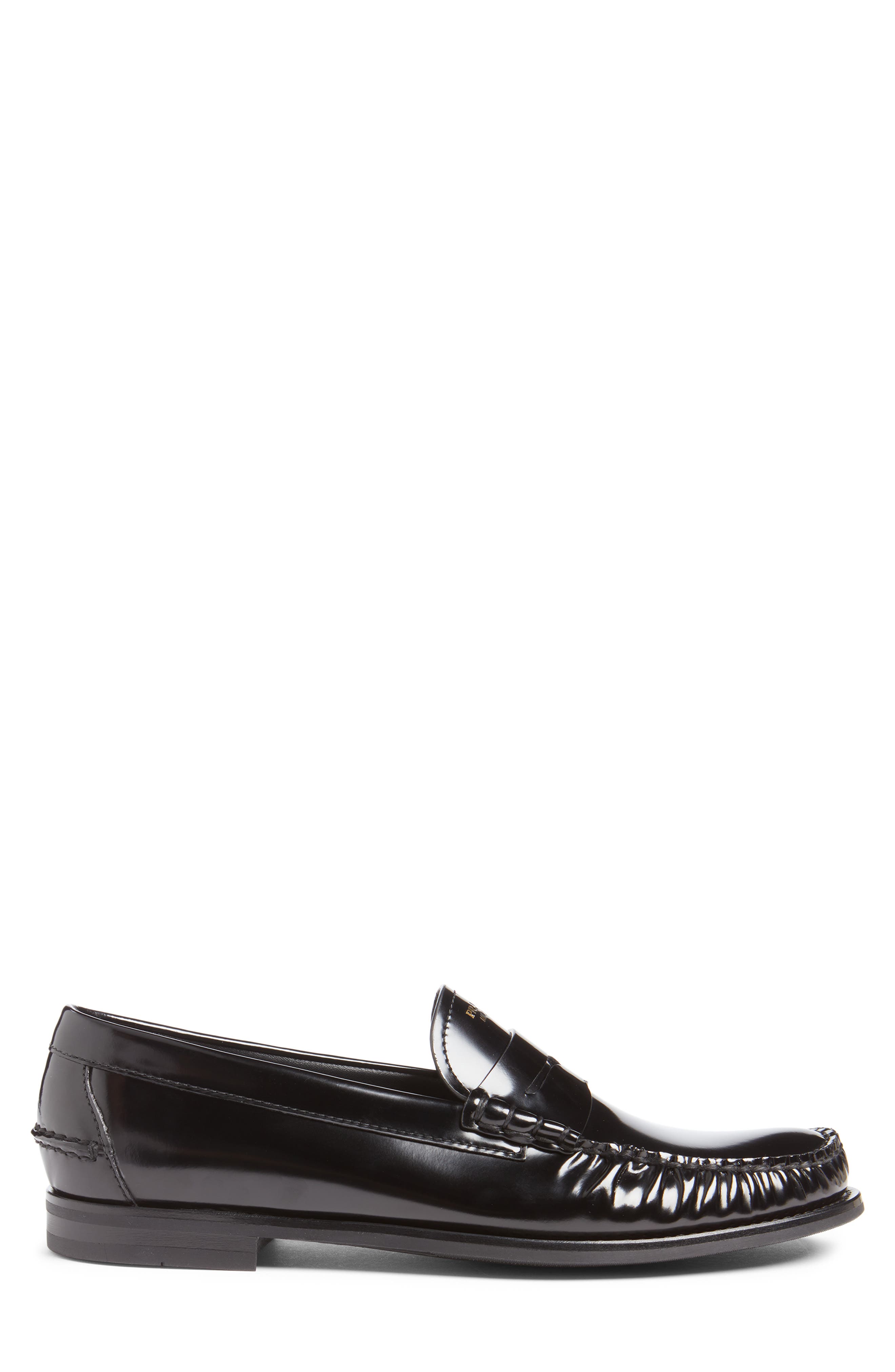 Prada Spazzalato Penny Loafer, Alternate, color, Nero
