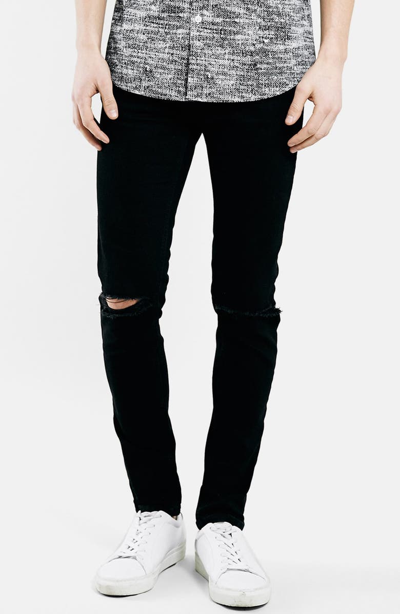 Topman Ripped Stretch Skinny Fit Jeans, Main, color, 
