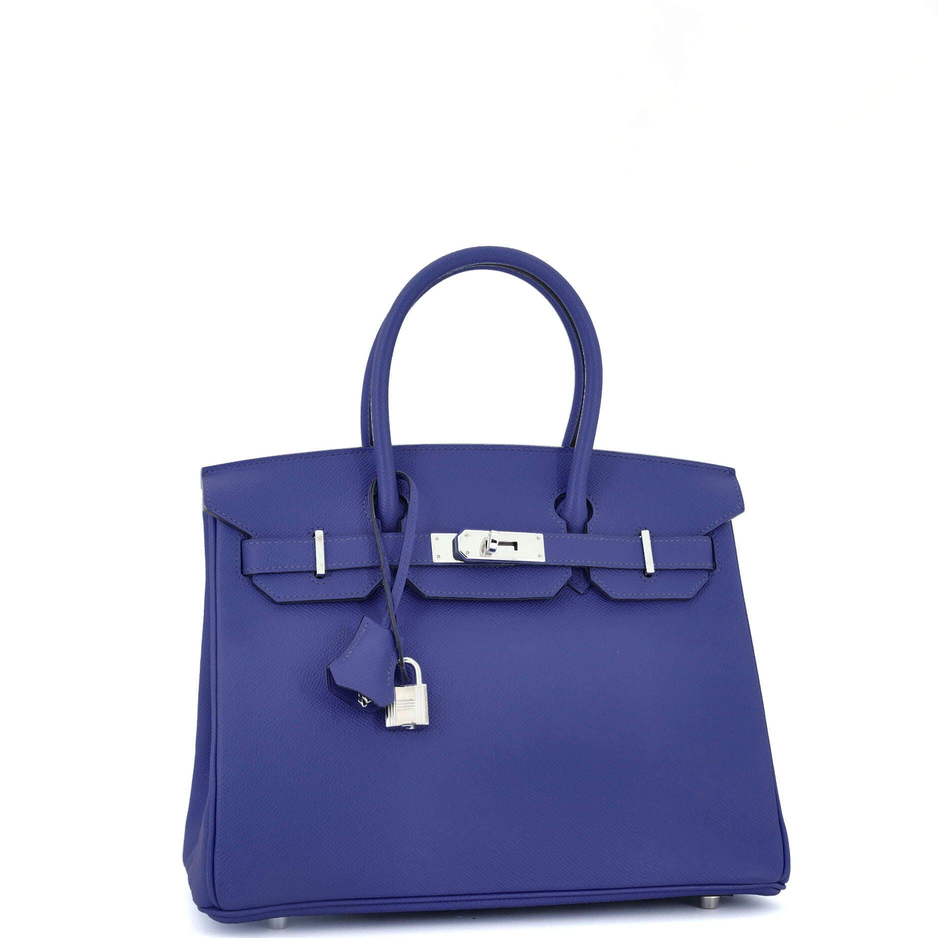 Pre-Owned Hermes Birkin Handbag Blue Epsom with Palladium Hardware 30, Alternate, color, Bleu Electrique
