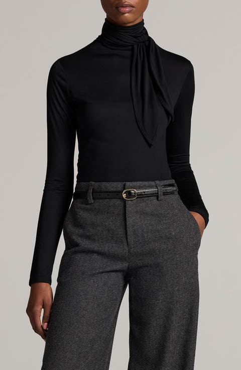 Tie Neck Long Sleeve Top