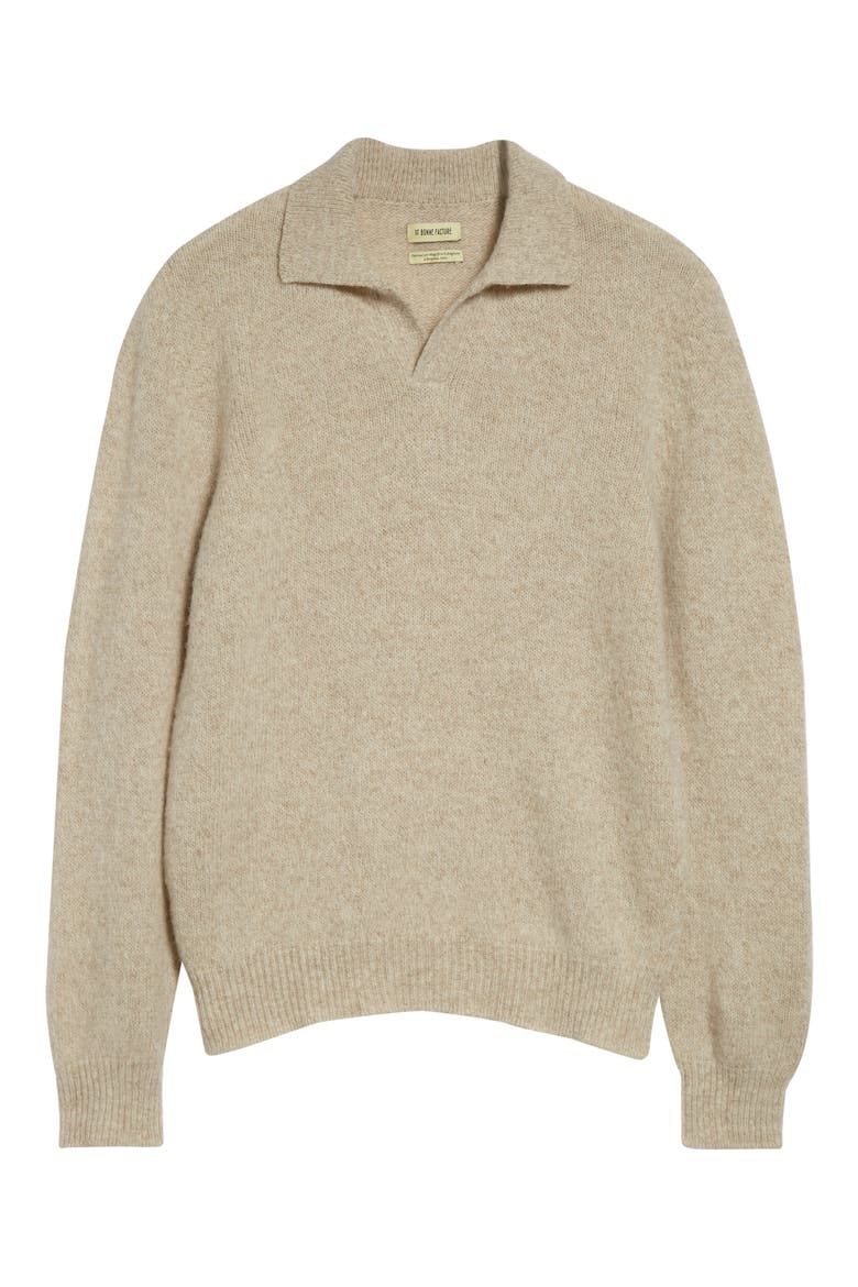 Long Sleeve Wool Polo Sweater, Alternate, color, BISCUIT